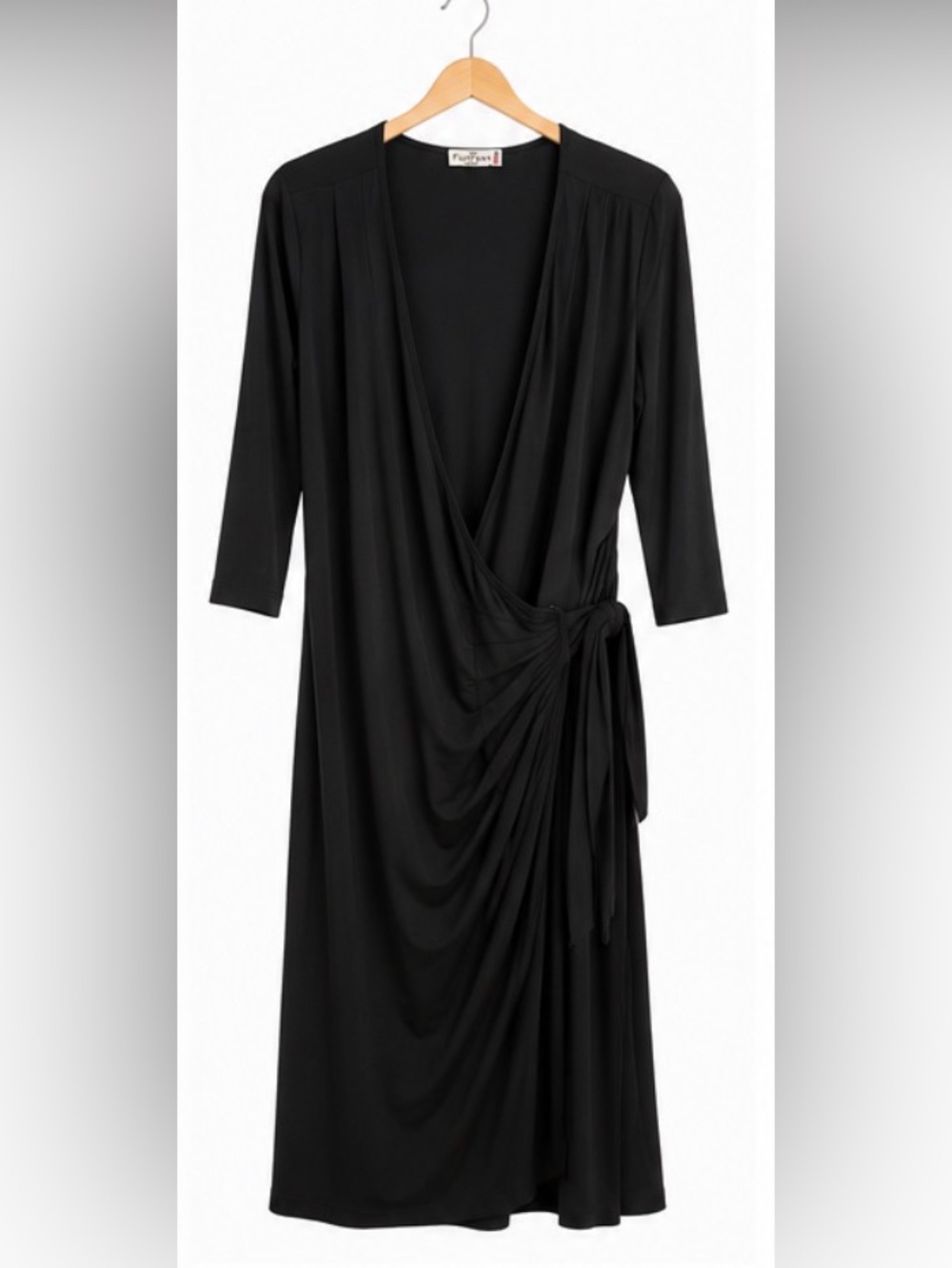 FunFash Black Dress Label with Illustrated Logo sexy wrap